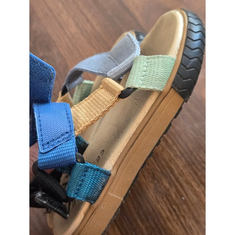 Zara Kids Colorblock Strappy Sport Sandals Blue Tan Size 23 US 7 Toddler